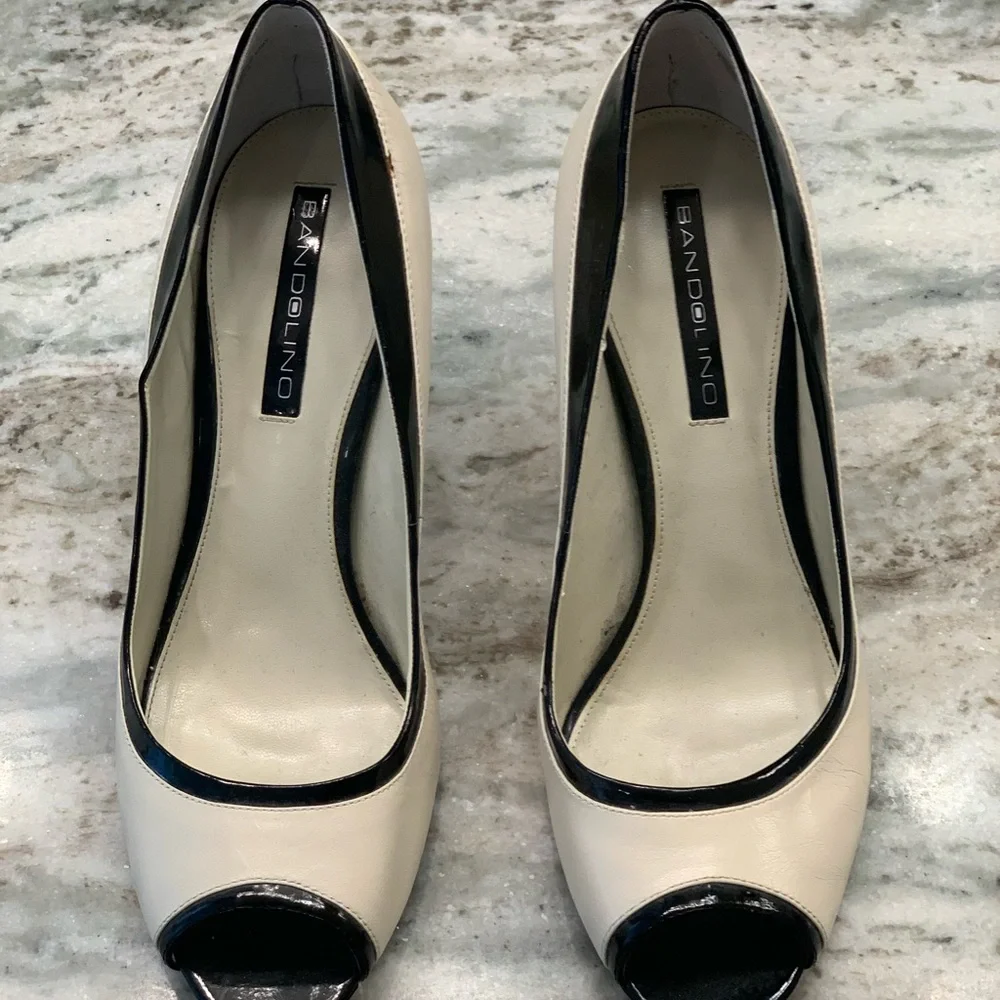 Bandolino Black and White Peep Toe Heels - Picture 1 of 2